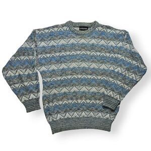 Expressions Vintage 90s Y2K Chevron Striped Knit Sweater Men's‎ Size L